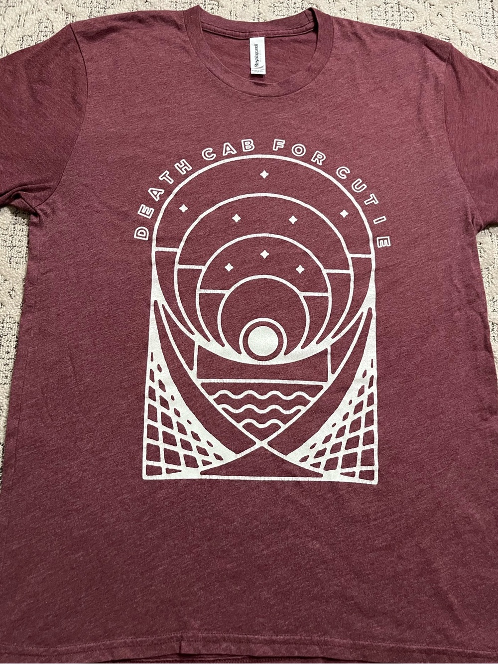 🎸 '18 Death Cab For Cutie Band Spheric Abstract Logo Burgandy Soft Tee
